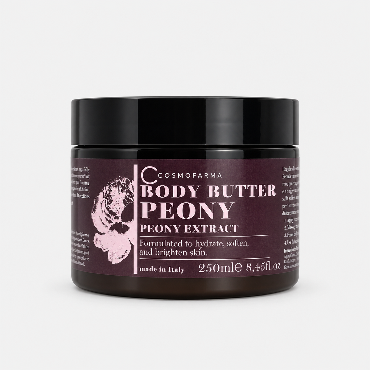Unt de corp cu extract de Bujor – Pentru piele catifelată, fermă și revitalizată , Cosmofarma , 250ml