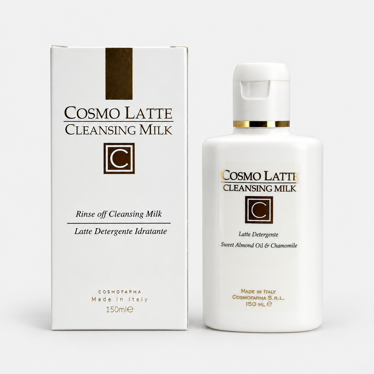 Lapte demachiant pentru ten sensibil și uscat, cu migdale și mușețel - Cosmo, 150 ml