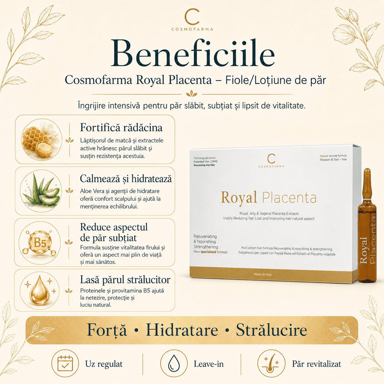 Cosmofarma Royal Placenta - Fiole de păr